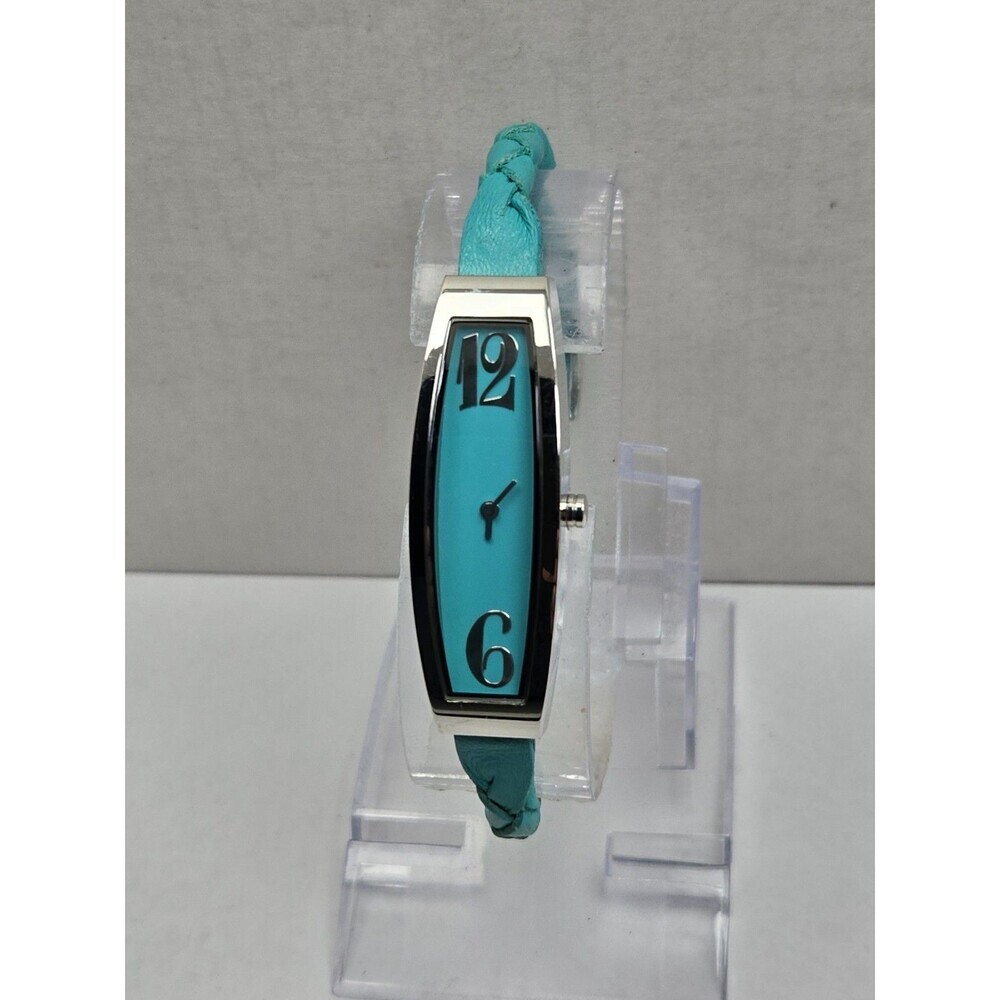 Mercedes Benz Womens 15mm Slim Turquoise Braided Leather Watch Swiss New Battery